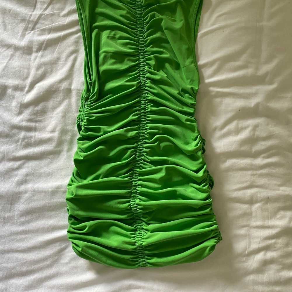Vibrant Bodycon Green Ruched Dress
